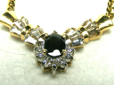 Estate Find Alwand Vahan 14k Yellow Gold Diamond And Sapphire V Necklace