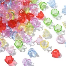 550Pcs Acrylic Flower Transparent Bell Floral Beads End Caps for Jewelry Making