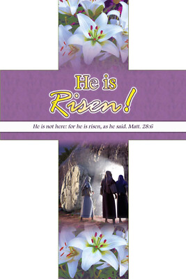 Easter Bookmark Cross He Is Risen 4X6'' Pack of 5 Photo Paper Purple Matt. 28:6