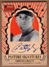 2013 PANINI AMERICA'S PASTIME PASTIME SIGNATURES GOLD CHAD BILLINGSLEY #8/15
