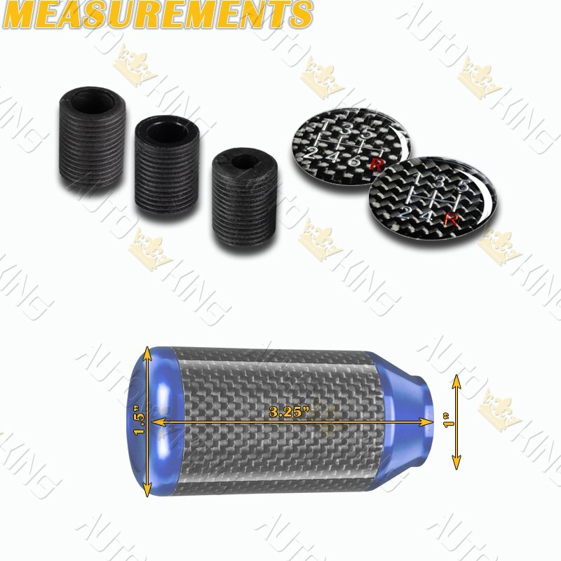 BLUE RACING ALUMINUM CARBON FIBER 5 / 6-SPEED MANUAL MT SHIFT SHIFTER KNOB