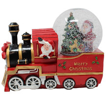 Santa Driving the Christmas Train Wind Up Musical Snow Globe