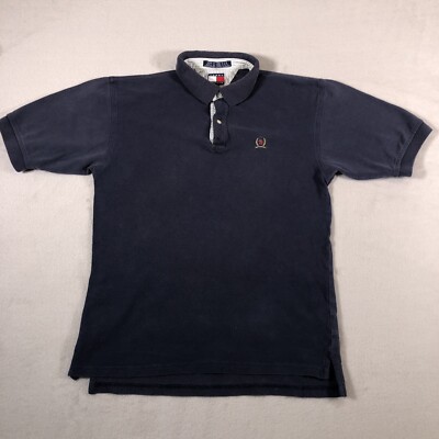 Tommy Hilfiger Polo Shirt Boys XL Blue Soft Touch Cotton Button Up Preppy  U6S