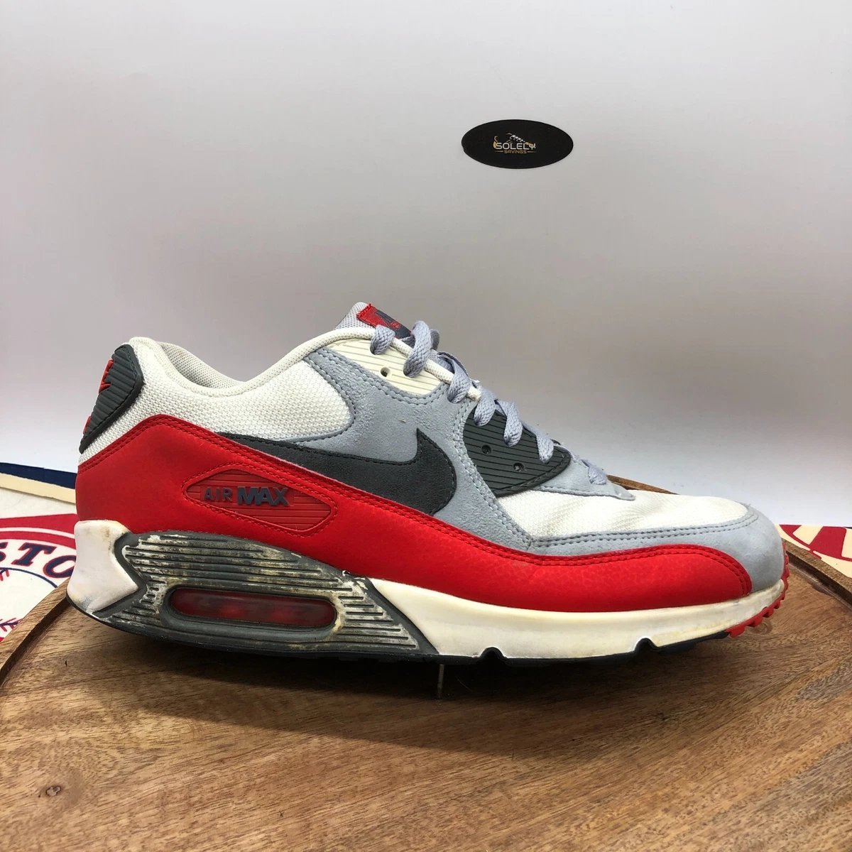 Nike air max 90 essential cheap wolf grey/black-university red