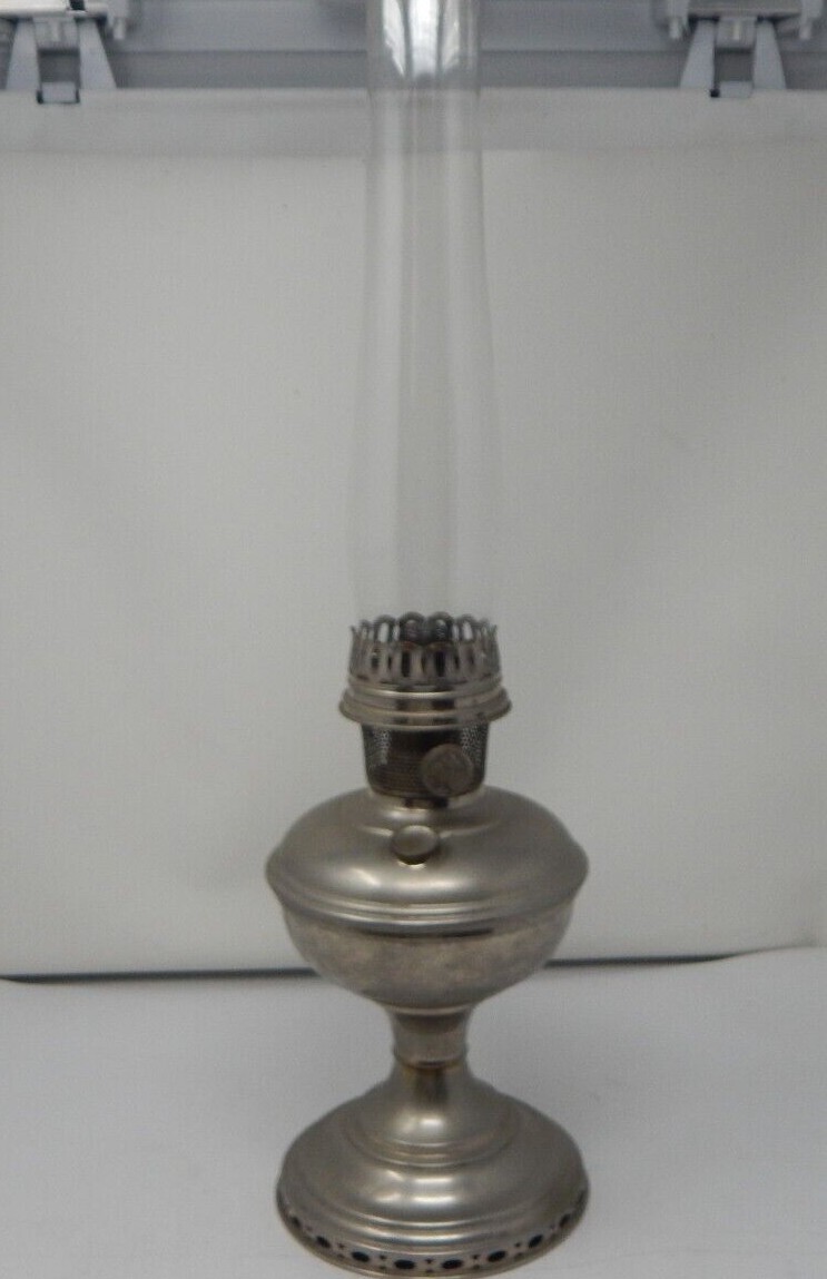 ALADDIN MODEL 11 NICKLE OIL LAMP W/ STAMPED CHIMNEY | eBay