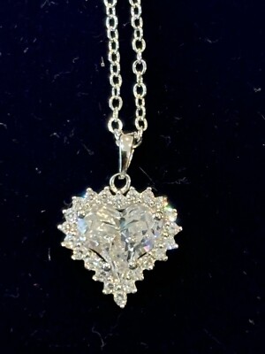 Stauer Sterling Silber Kette mit CZ Herz Bettelkette