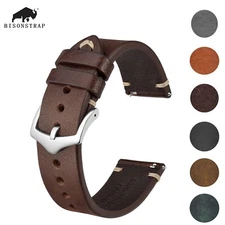 BISONSTRAP Calfskin Leather Watch Strap Quick Release 18mm 20mm 22mm Watch Band