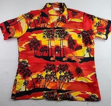 Vintage USA Made Islander Mens XL Tropical Grapics Short Sleeve Poly Shirt