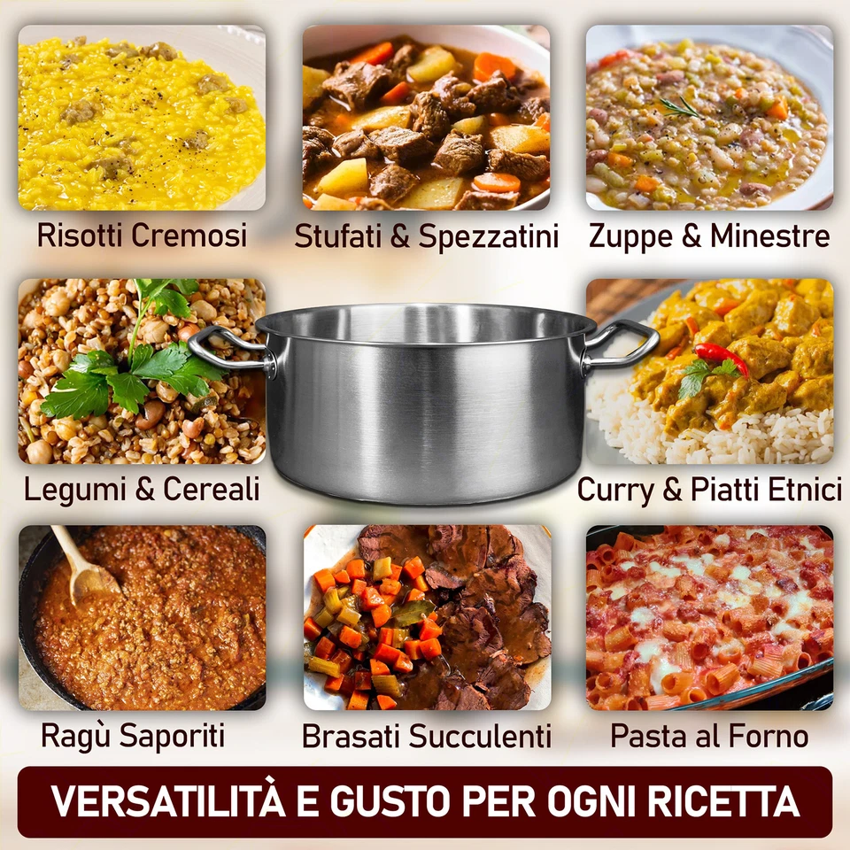 Casseruola Fonda Master Acciaio Inox Triplo Fondo, Gas Elettrico Induzione - Immagine 3 di 4
