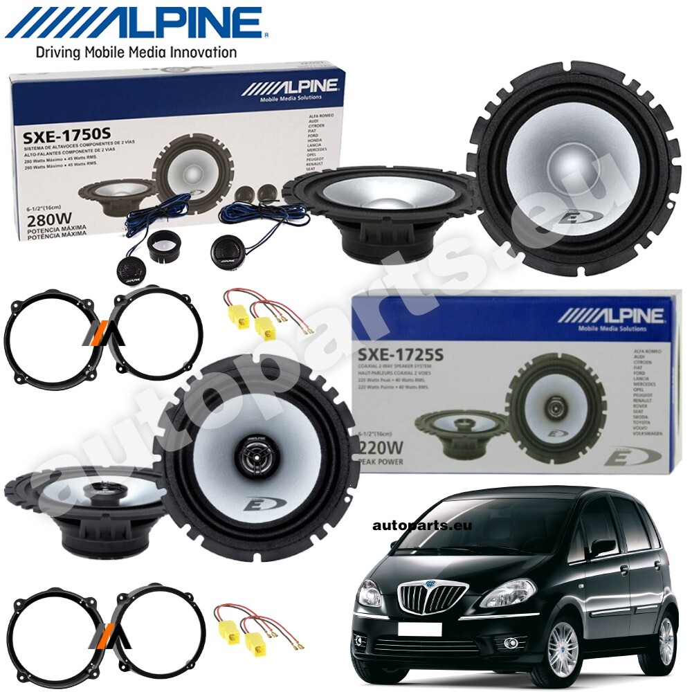 Kit 6 Casse Altoparlanti Alpine Anteriori e Posteriori per Lancia Musa dal 2004