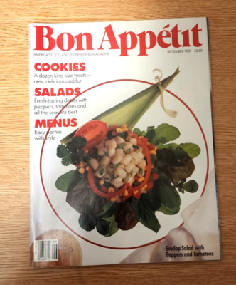 Bon Appetit Magazine Cookies, Salads, Menus Issue September 1987