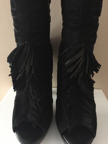 Carvela Ladies Black Slashed Suede/Leather Open Toe High Heel Boots BNIB Size 40 - Picture 2 of 12
