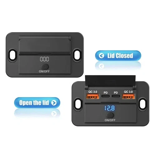 Car DC 12V-24V PD Type C USB Port Fast Charger Socket Power Outlet Panel Charge - Picture 3 of 6