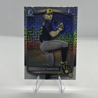 2025 Bowman Draft Mega J.D. THOMPSON 1st Bowman Mojo Refractor #BDC-14 Brewers - Image 1 of 2