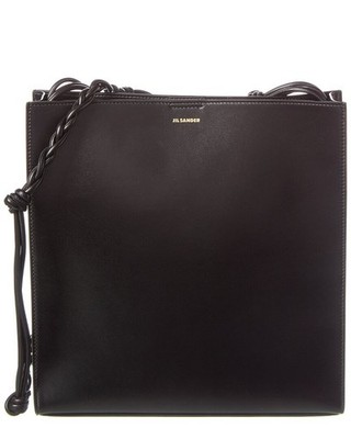 Jil Sander Logo Leather Shoulder Bag Women's Black