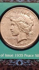 1935 S  - 90% Silver Peace Dollar In Protective Collectors Case Book CIRCULATED