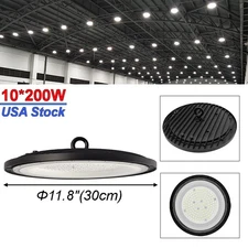 10 Pack UFO Lights 200W Industrial Lighting 6500K Cold White Warehouse Led Light