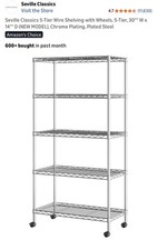 Seville Classics 5 Tier Wire Shelving With Wheels Chrome Plating Plated Steel