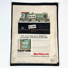 Original 1954 3M Scotchlite Railroad Ad Mockup Minnesota Transfer Ry #62 Art