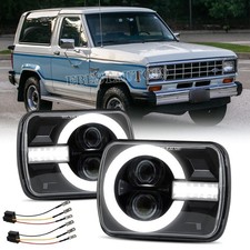 Pair 5x7 7x6 Led Headlights For 1984-1998 Ford Bronco Ii Hilo Drl Turn Signal Pair 5x7 7x6 Led Headlights For 1984-1998 Ford Bronco Ii Hilo Drl Turn Signal