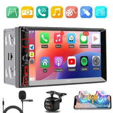 7" Double DIN GPS Car Stereo Wireless Android Auto &CarPlay,Bluetooth+camera
