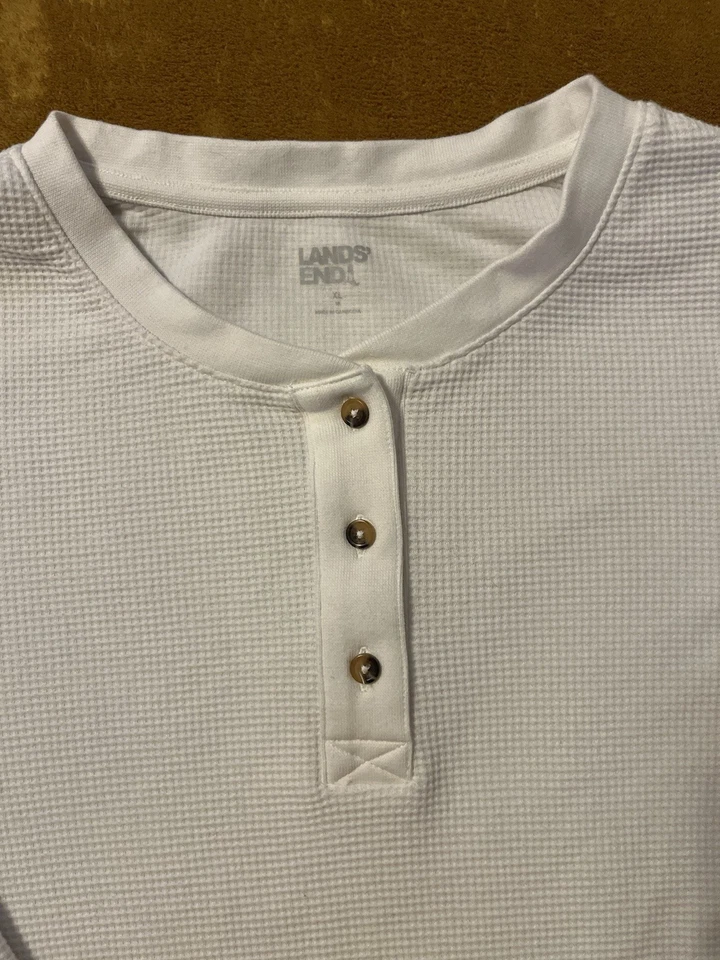 Lands End Masculino Manga Longa Waffle Malha Térmica Henley Tamanho XL - Imagem 3 de 4