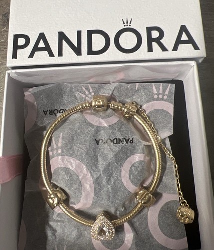 Original Pandora 14K Gelbgold Moments Schlangenkette Perlen Armband Größe 6,5 - Bild 2 von 2