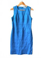 Calvin Klein Blue Cotton Stretch Sheath Dress Size 8/M