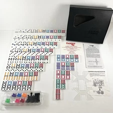 Vintage Puremco Mexican Train Dominoes Double 12 In Leatherette Case- Read