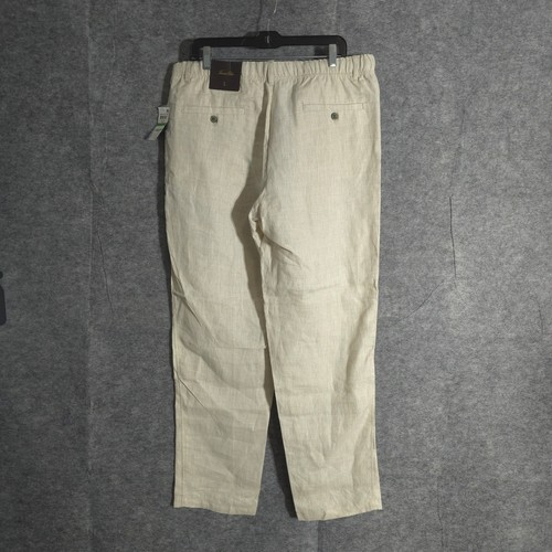 Pantalone lino uomo Tasso Isola d'Elba grande coulisse comfort naturale nuovo con etichetta tinta unita - Foto 2 di 13