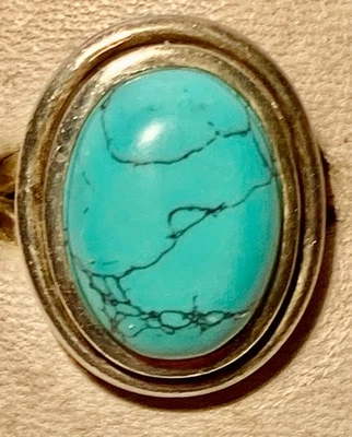 bague en argent 925 ,et turquoise - bijou d' artiste - N°160AB - Photo 1/4