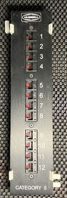 USED | PRE-OWNED | Hubbell Category 5 12-Port Patch Panel w/ Bracket 5811089A