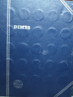 74 Roosevelt silver dimes circulated in an album