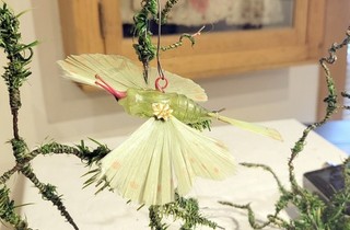 Un silvered Butterfly with Spun Glass Wings & Tail. 1880s German Ornament