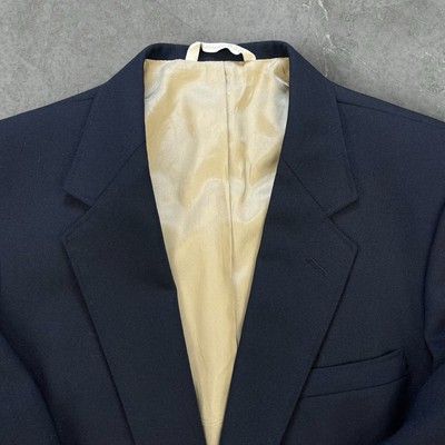 Arnold Palmer 42R Navy Blue  Blazer w/ Gold Buttons Vintage Flannel Wool