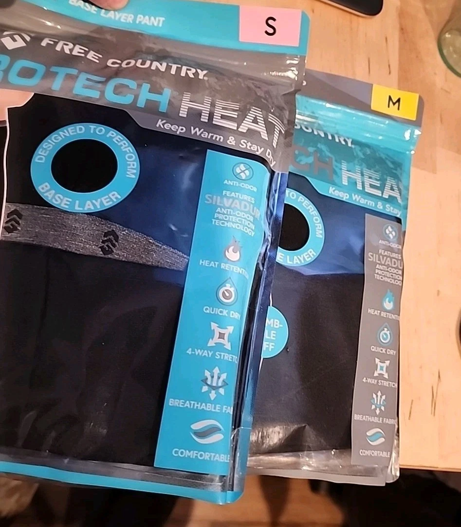 2 Pack FREE COUNTRY SMALL ladies base layer top black shirt microtech heat