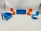 Vintage 1973 mid century MOD Barbie Furniture Townhouse Mattel Blue Orange HTF