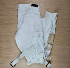 Smoke Rise Pants Mens XL Gray White Tan Cargo Tech Utility Drawstring READ