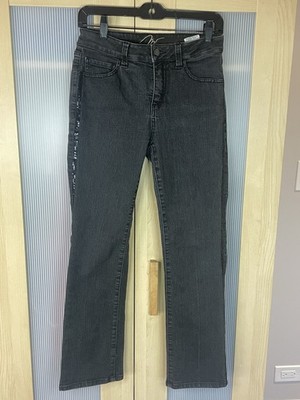 Miracle Body Jeans Women s 2 Gray Charcoal Denim Straight High Rise Embellished