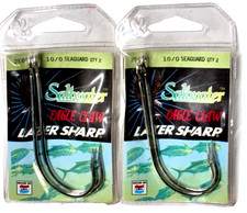 Eagle Claw 250A 2 PAQUETES Gancho Lazer Sharp 10/0 Agua Salada Seaguard Paquete de 2 unidades