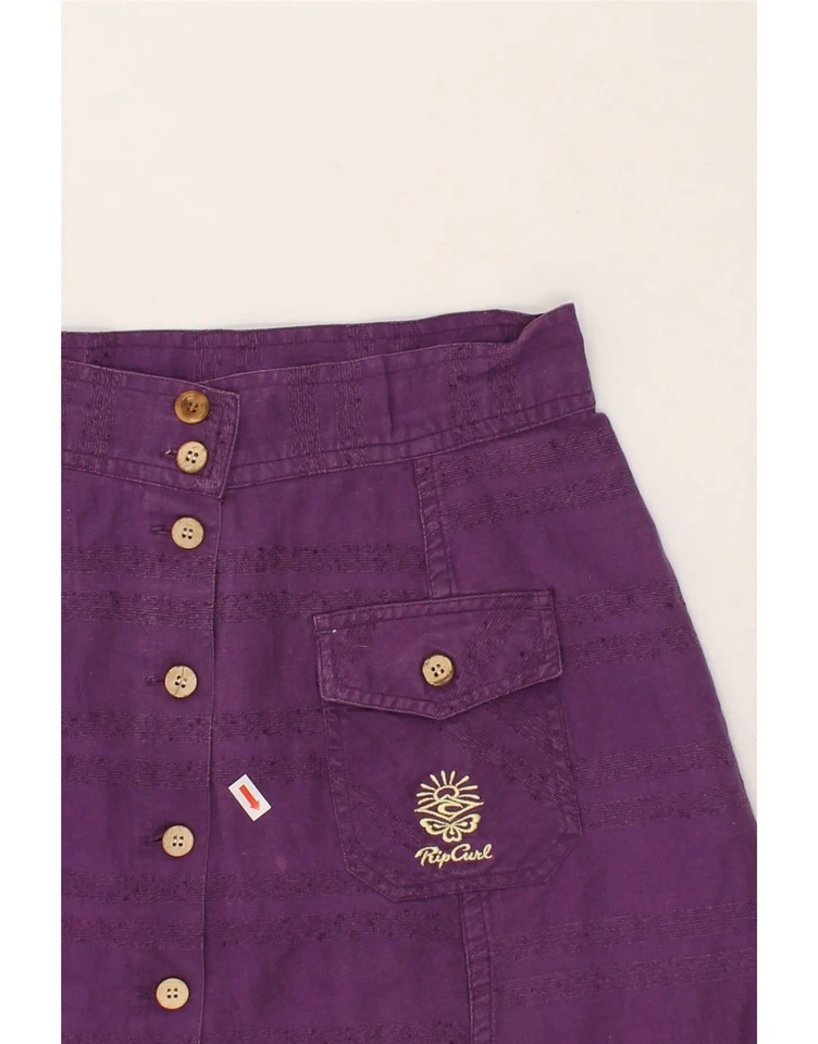 RIP CURL Womens A-Line Skirt IT 42 Medium W30 Purple Striped Cotton AF03 - Image 3 of 4