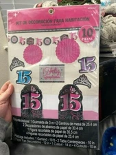 Mis Quince Anos Pink Black Modern 15th Birthday Party Room Decorating Kit New!