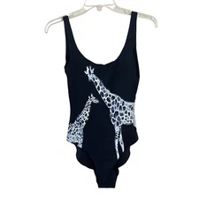 NWT ANTHROPOLOGIE ONIA Women's Size XL Black Giraffe Kelly One-Piece Swimsuit