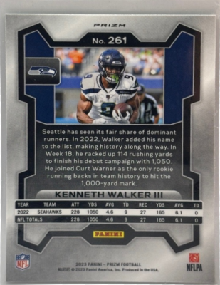 2023 Panini Prizm Kenneth Walker III Green Wave #261 Seattle