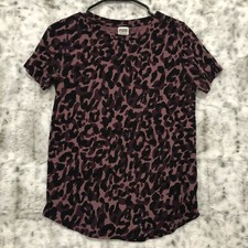 Victoria s Secret PINK Short Sleeve Purple Leopard Print Crewneck T-Shirt XS