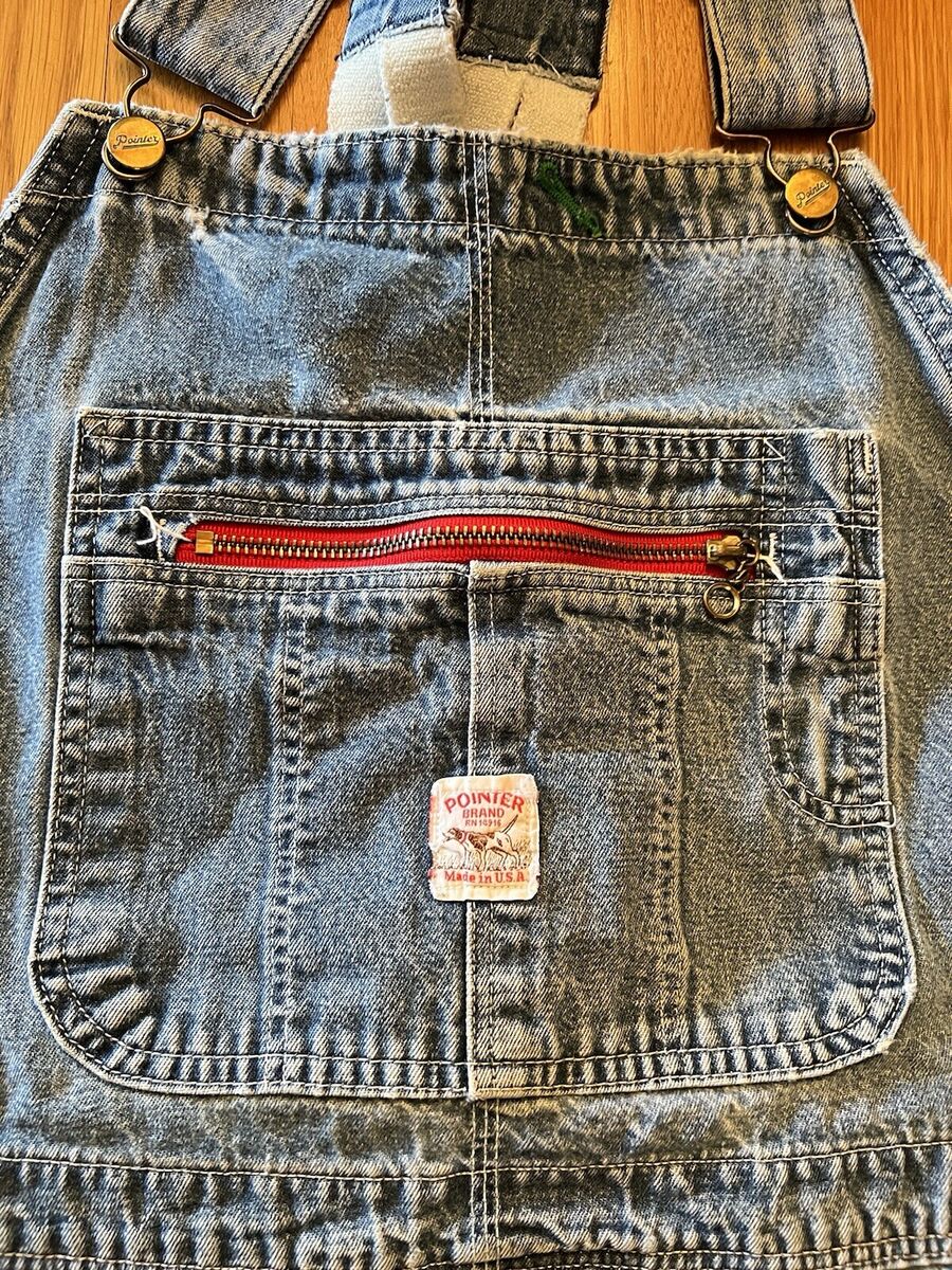 VTG Pointer Brand Denim Jean Overalls Made In USA W46 X 28L