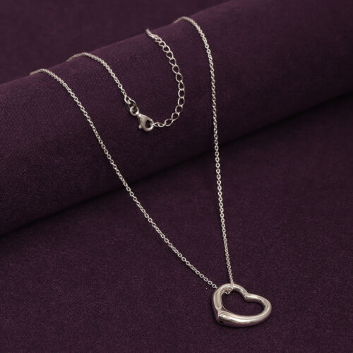 Véritable collier pendentif cœur ouvert en argent sterling 925 pour femmes et adolescentes - Photo 1 sur 7