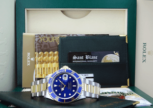 ROLEX-Mens-18kt-Gold-amp-Stainless-Steel-Submariner-Blue-Index-16613-SANT-BLANC