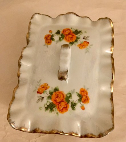 Roses Trinket Box with Lid Porcelain UCGC Korea Gold Accents Pearl Finish - Picture 5 of 9