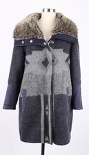 $2,350 Sportalm Tosmo Mantel Coat Sz 42 Printed Blue